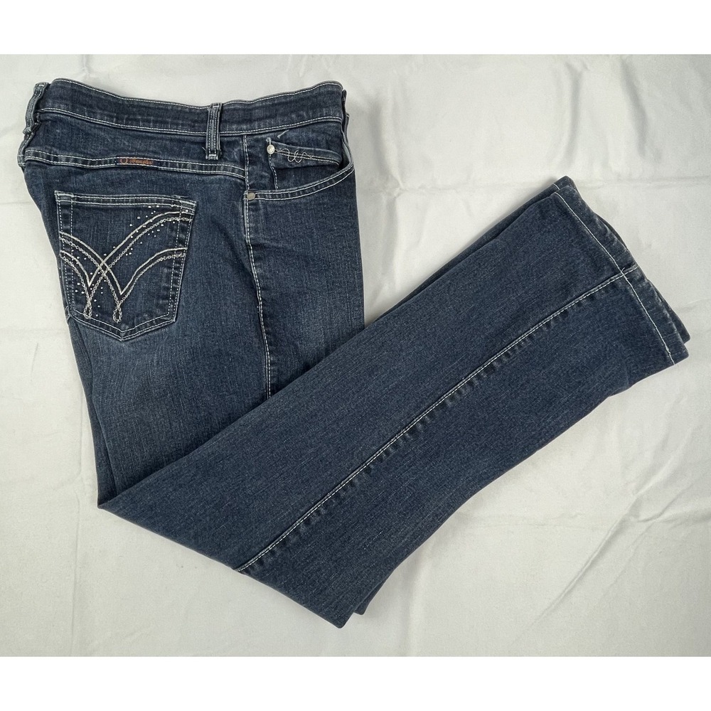 WRANGLER Q-BABY WOMENS BOOTCUT JEANS SIZE 9/10 X 34 RHINESTONE STUDDED POCKETS